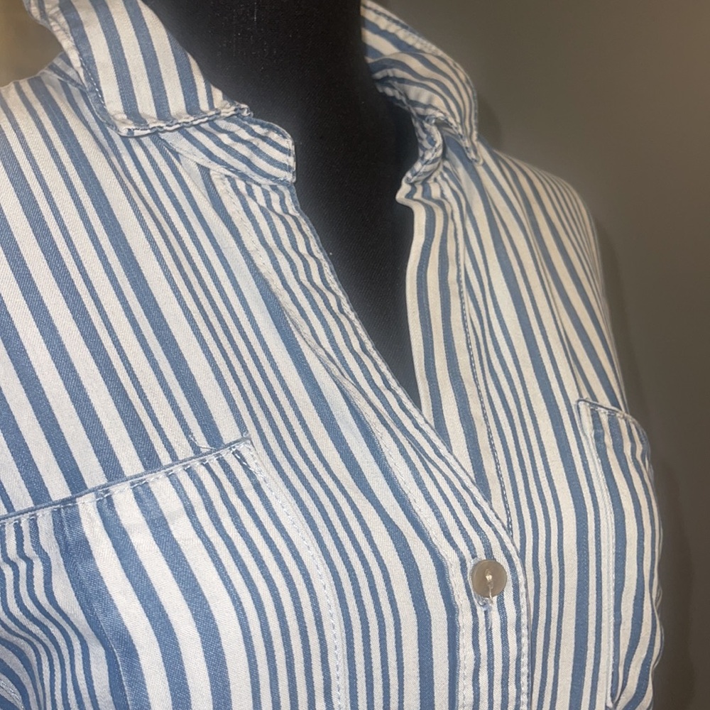 Navy/white stripe shirt dress size S - Picture 3 of 5